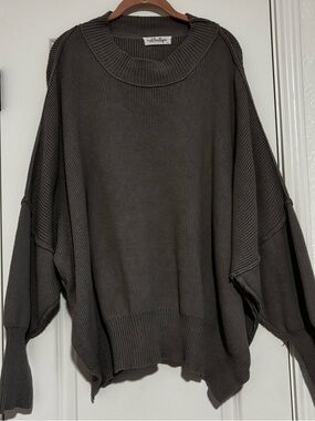 oversized crewneck sweater in charcoal